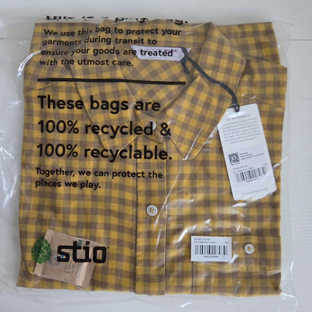 NWT Stio Miter Stretch Lightweight Flannel Shirt Sun Valley Mini Check SZ M